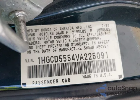 1997 Honda Accord Ex z USA, uszkodzony, nr VIN 1HGCD5554VA225091